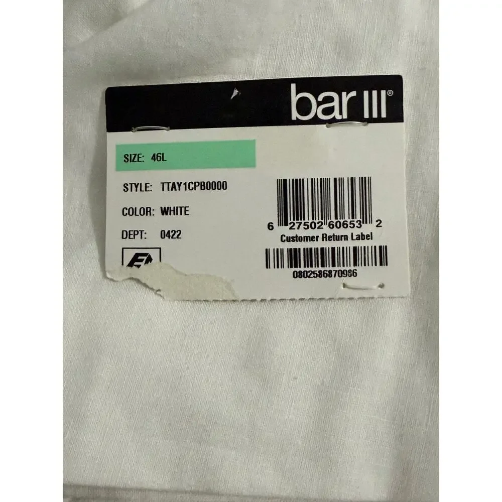 Bar III Men's 46 Long Suit Jacket Slim Fit Linen Cotton Blend White NEW